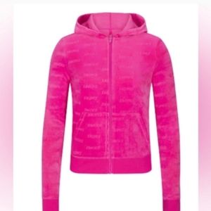 ISO Skims Pink Logo Velour Zip Up Hoodie